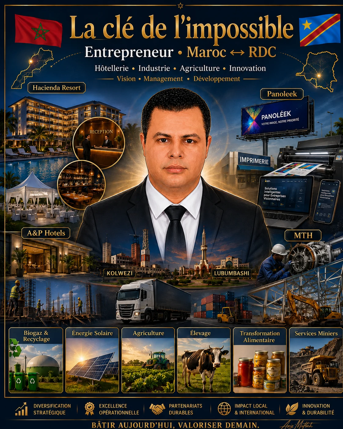 Affiche La clé de l’impossible : entrepreneur Maroc–RDC et domaines d’activité